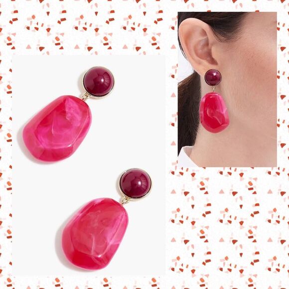 🎀 J. CREW Pink Stone Drop Statement Earrings - Picture 1 of 4